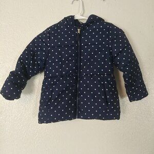 Healthtex girls size 5T navy blue and white polka-dot puffer jacket